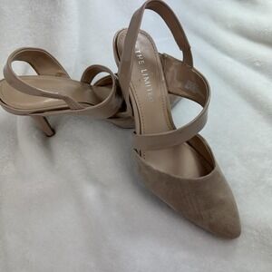 The Limited Womens Shoes‎ Trisha Size 6.5 Suede Nude Beige Strappy 4" Heel